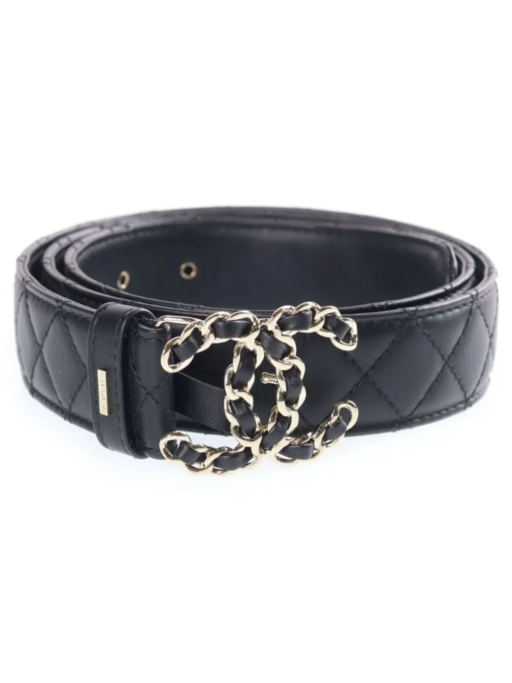 Chanel CC Logo Leather Belt Black
